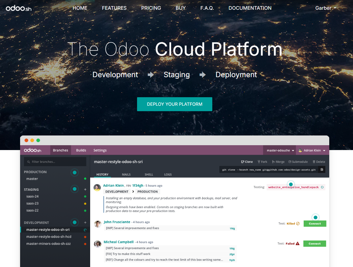 odoo sh the odoo cloud plarform