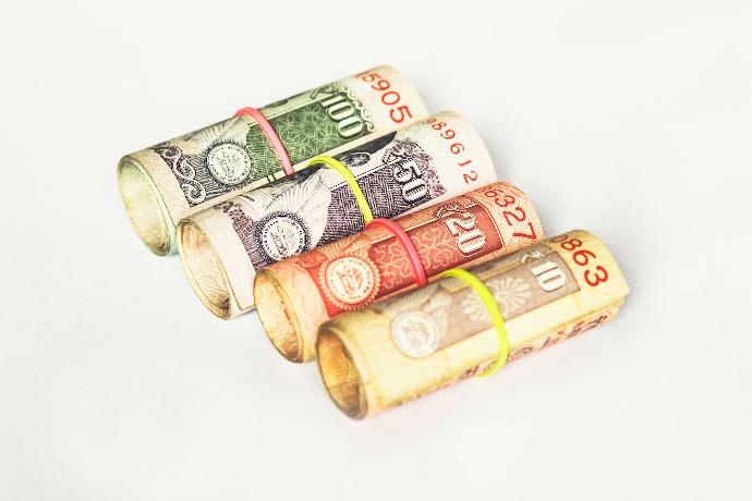 assorted-denomination Indian rupee banknote lot