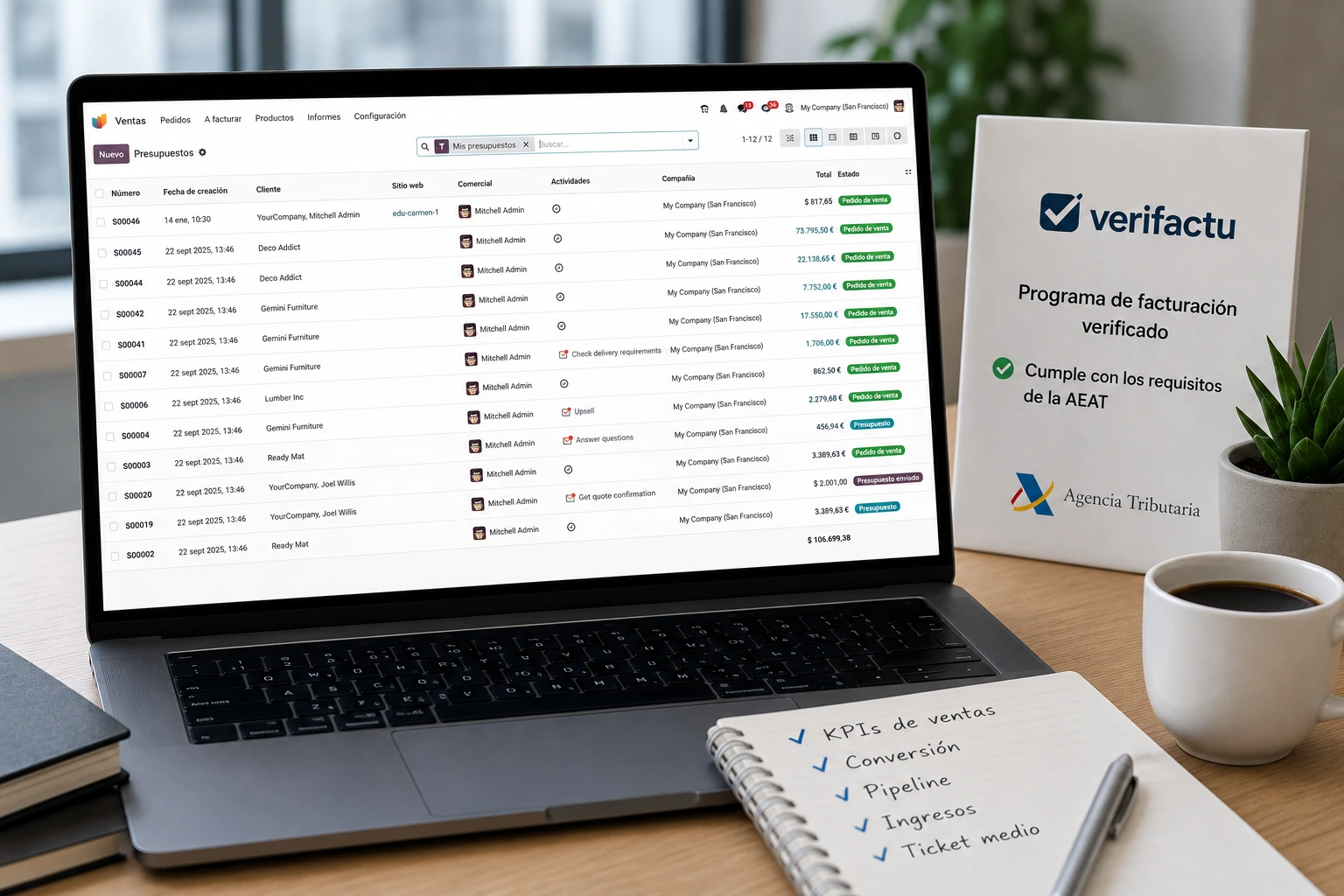 interfaz kpi ventas odoo