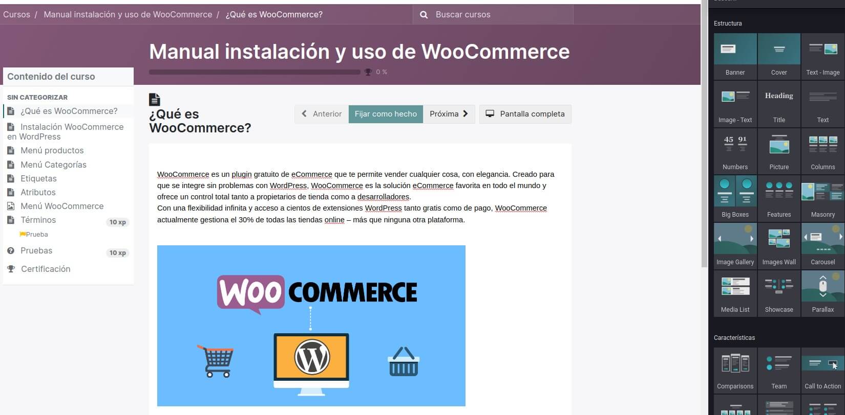 Fácil edición de contenidos con Odoo eLearning