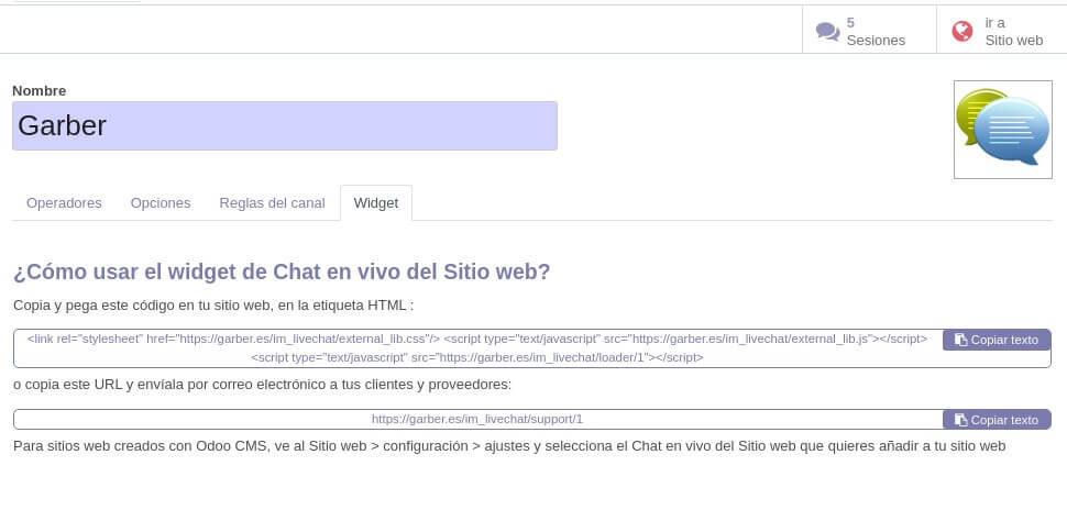 Live chat de Odoo es muy fácil de integrar en otras plataformas