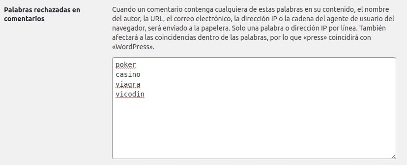 Filtro comentarios spam wordress