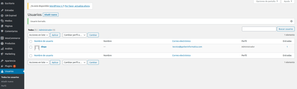 Panel para crear usuarios en wordpress