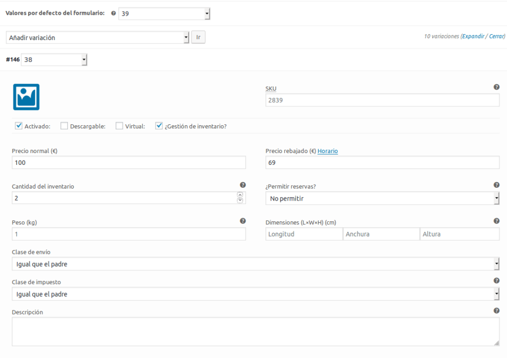 Detalle producto variable Woocommerce Detalle producto variable Woocommerce