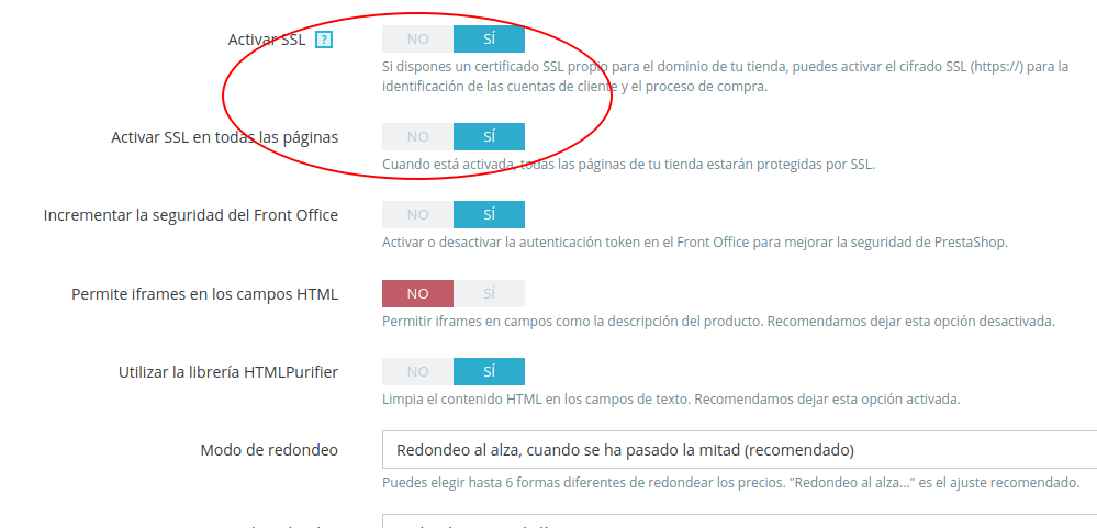 Activar SSL en PrestaShop 1.7