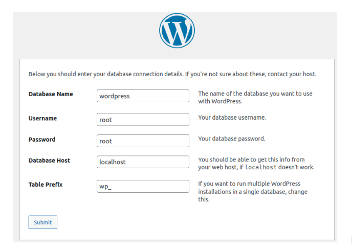 campos que debemos rellenar wordpress